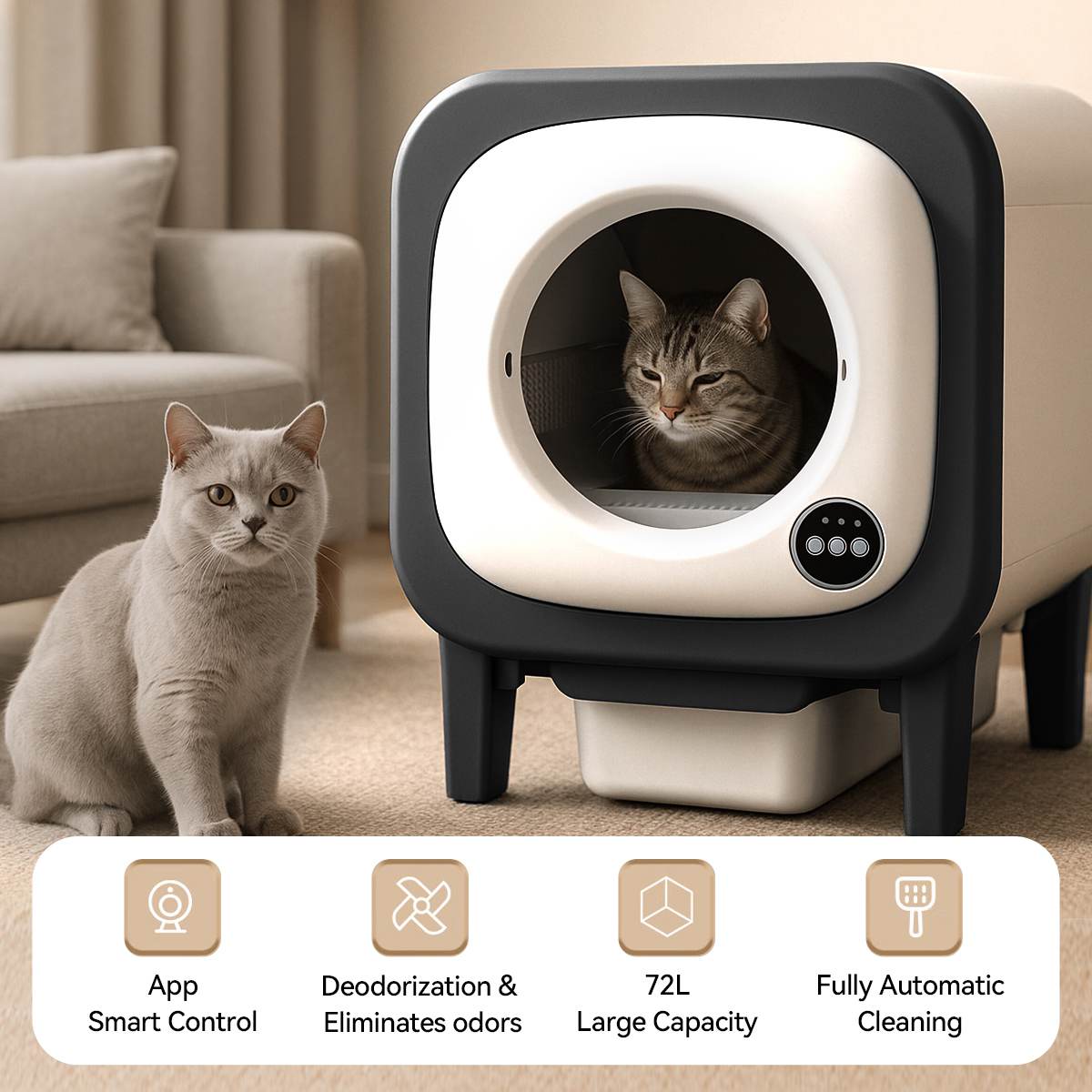 X25 Cat Smart Self-Cleaning Litter Box Function