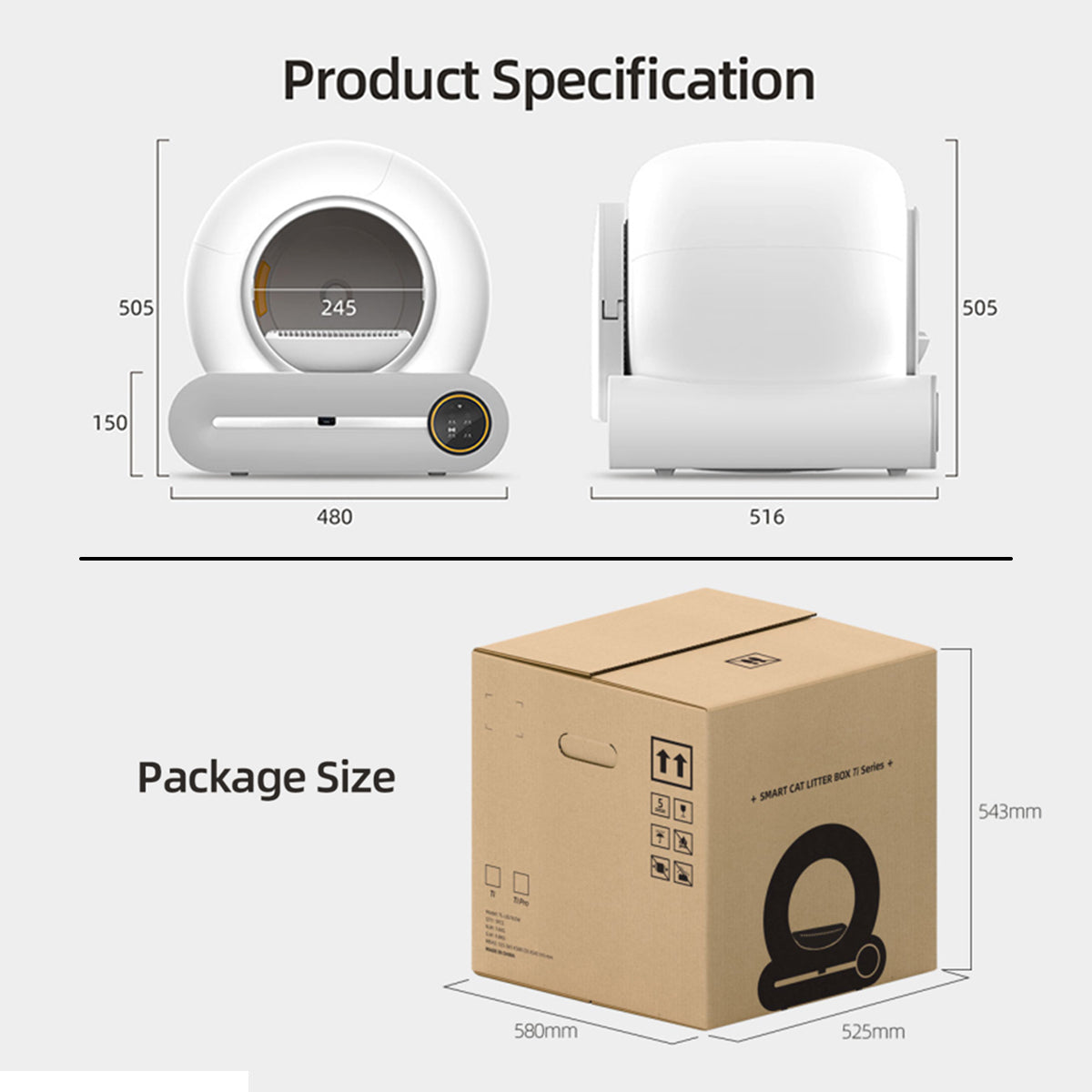Smart self cleaning Litter Box specification