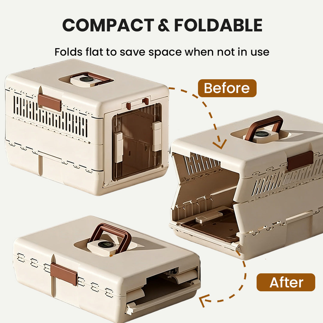 Hard-sided Foldable Pet Crate with Integrated Temperature Display