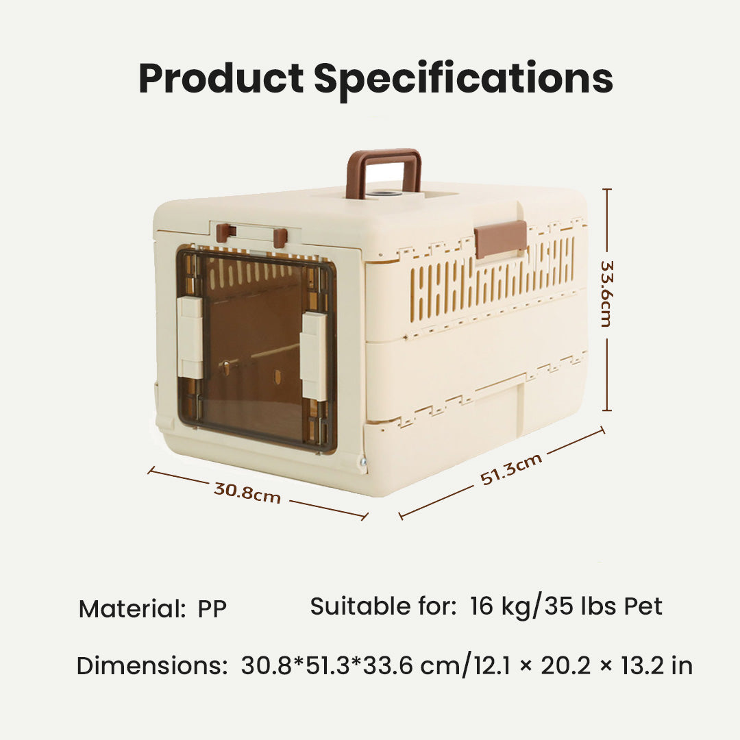 Hard-sided Foldable Pet Crate with Integrated Temperature Display
