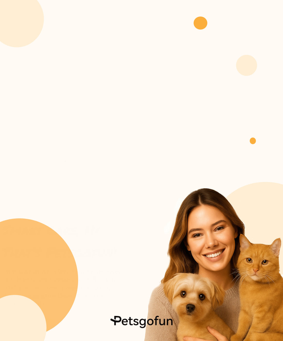 Pet owner with cats and dogs showcasing everyday pet care products