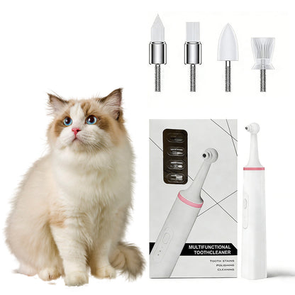 Pink electric cat toothbrush with multiple interchangeable brush heads
