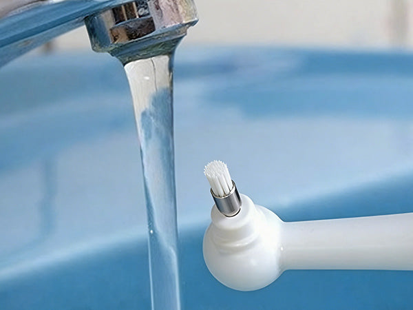 Rinsing the brush head after use and storing the electric cat toothbrush