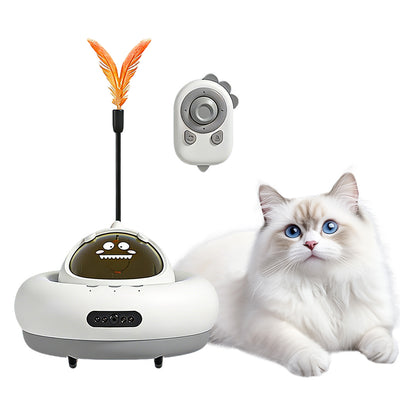 Remote control interactive cat toy dispensing treats during play